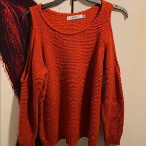 Knitted cold shoulder sweater